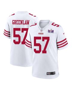 Dre Greenlaw 57 San Francisco 49ers Super Bowl LVIII Patch Game Men Jersey – White
