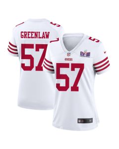 Dre Greenlaw 57 San Francisco 49ers Super Bowl LVIII Patch Game Women Jersey – White
