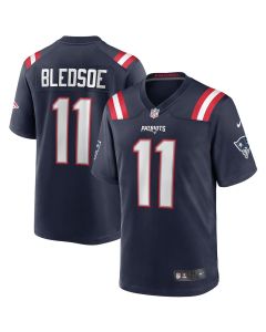 Drew Bledsoe 11 New England Patriots Men Game Retired Jersey – Navy