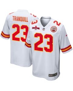 Drue Tranquill 23 Kansas City Chiefs AFC Champions Patch Game Men Jersey – White