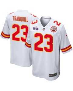 Drue Tranquill 23 Kansas City Chiefs Super Bowl LVIII Patch Game Men Jersey – White