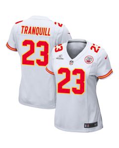 Drue Tranquill 23 Kansas City Chiefs Super Bowl LVIII Patch Game Women Jersey – White