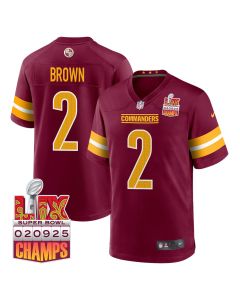 Dyami Brown 2 Washington Commanders Super Bowl LIX Champions Patch Game Men Jersey – Burgundy