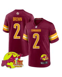 Dyami Brown 2 Washington Commanders Super Bowl LIX New Orleans Patch Game Men Jersey – Burgundy