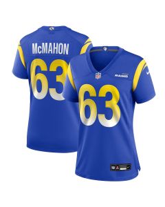Dylan McMahon 63 Los Angeles Rams Women’s Team Game Jersey – Royal