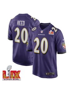 Ed Reed #20 Baltimore Ravens Super Bowl LIX Jersey – Men’s – Purple