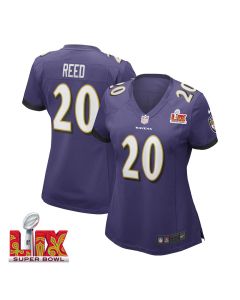 Ed Reed #20 Baltimore Ravens Super Bowl LIX Women’s Jersey – Purple