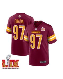 Efe Obada #97 Washington Commanders Super Bowl LIX Jersey – Men’s – Burgundy