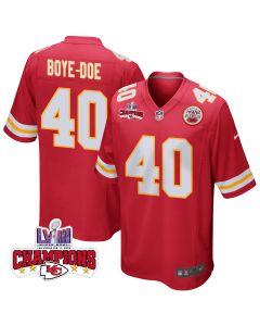 Ekow Boye-Doe 40 Kansas City Chiefs Super Bowl LVIII Champions 4 Stars Patch Game Men Jersey – Red