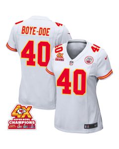 Ekow Boye-Doe 40 Kansas City Chiefs Super Bowl LVIII Champions 4X Game Women Jersey – White