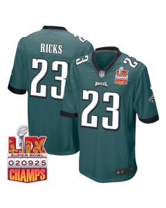 Eli Ricks 23 Philadelphia Eagles Super Bowl LIX Champions Patch Game Men Jersey – Midnight Green
