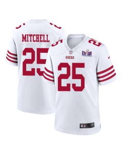 Elijah Mitchell 25 San Francisco 49ers Super Bowl LVIII Patch Game Men Jersey – White