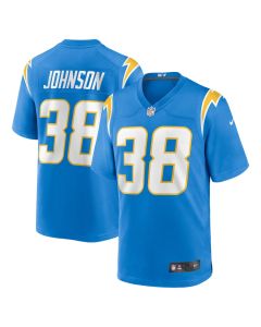 Emany Johnson 38 Los Angeles Chargers Team Game Men Jersey – Powder Blue