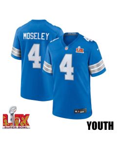 Emmanuel Moseley #4 Detroit Lions Super Bowl LIX YOUTH Jersey – Blue