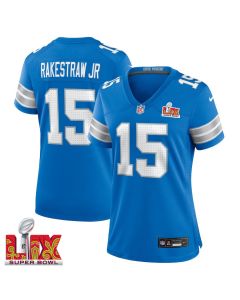 Ennis Rakestraw Jr. #15 Detroit Lions Super Bowl LIX Women’s Jersey – Blue