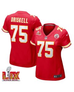 Ethan Driskell #75 Kansas City Chiefs Super Bowl LIX Women’s Jersey – Red