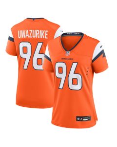 Eyioma Uwazurike 96 Denver Broncos Women Team Game Jersey – Orange