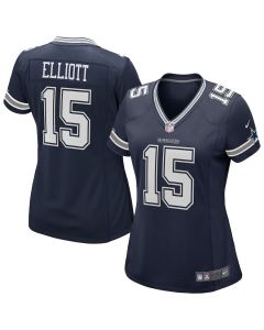 Ezekiel Elliott 15 Dallas Cowboys Women’s Game Jersey – Navy