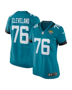Ezra Cleveland 76 Jacksonville Jaguars Women Game Jersey – Teal