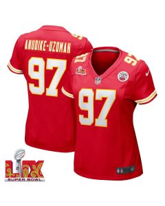 Felix Anudike-Uzomah #97 Kansas City Chiefs Super Bowl LIX Women’s Jersey – Red