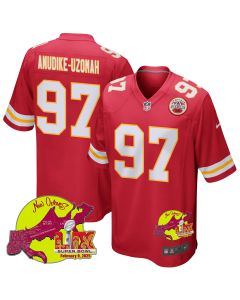 Felix Anudike-Uzomah 97 Kansas City Chiefs Super Bowl LIX New Orleans Patch Game Men Jersey – Red