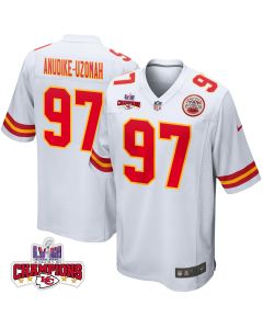 Felix Anudike-Uzomah 97 Kansas City Chiefs Super Bowl LVIII Champions 4 Stars Patch Game Men Jersey – White