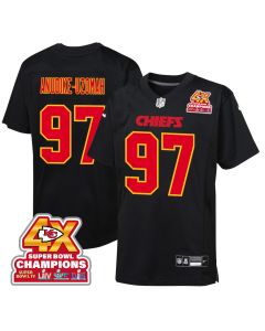 Felix Anudike-Uzomah 97 Kansas City Chiefs Super Bowl LVIII Champions 4X Fashion Game YOUTH Jersey – Carbon Black