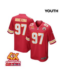 Felix Anudike-Uzomah 97 Kansas City Chiefs Super Bowl LVIII Champions 4X Game YOUTH Jersey – Red