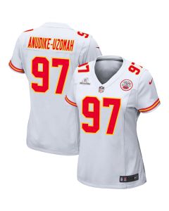 Felix Anudike-Uzomah 97 Kansas City Chiefs Super Bowl LVIII Patch Game Women Jersey – White