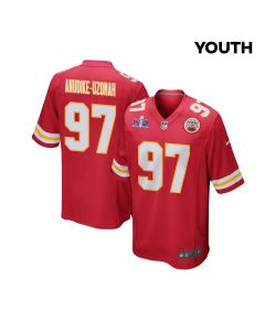 Felix Anudike-Uzomah 97 Kansas City Chiefs Super Bowl LVIII Patch Game YOUTH Jersey – Red
