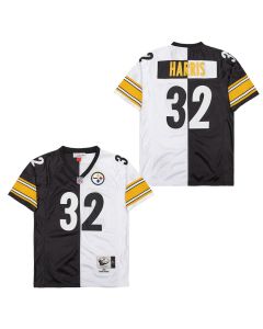 Franco Harris 32 Pittsburgh Steelers Two-Toned Retro Throwback Men Jersey – Black/White
