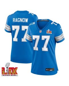 Frank Ragnow #77 Detroit Lions Super Bowl LIX Women’s Jersey – Blue