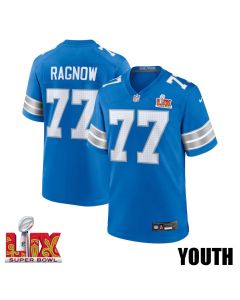 Frank Ragnow #77 Detroit Lions Super Bowl LIX YOUTH Jersey – Blue