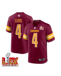 Frankie Luvu #4 Washington Commanders Super Bowl LIX Jersey – Men’s – Burgundy