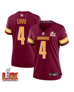 Frankie Luvu #4 Washington Commanders Super Bowl LIX Women’s Jersey – Burgundy