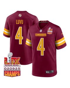 Frankie Luvu 4 Washington Commanders Super Bowl LIX Champions Patch Game Men Jersey – Burgundy