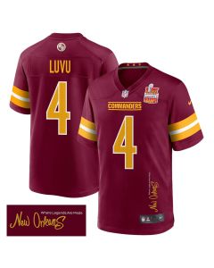 Frankie Luvu 4 Washington Commanders Super Bowl LIX Champions Patch ‘New Orleans – Where Legends Are Made’ EMBROIDERED Game Men Jersey – Burgundy