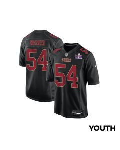 Fred Warner 54 San Francisco 49ers Super Bowl LVIII Patch Fashion Game YOUTH Jersey – Carbon Black