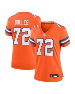 Garrett Bolles 72 Denver Broncos Women’s Mile High Collection 1977 Throwback Player Game Jersey – Orange