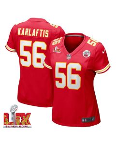 George Karlaftis #56 Kansas City Chiefs Super Bowl LIX Women’s Jersey – Red