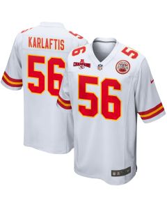 George Karlaftis 56 Kansas City Chiefs AFC Champions Patch Game Men Jersey – White