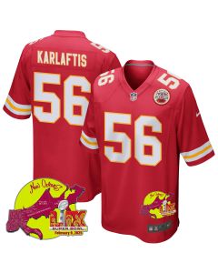 George Karlaftis 56 Kansas City Chiefs Super Bowl LIX New Orleans Patch Game Men Jersey – Red