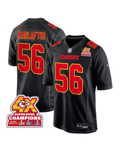 George Karlaftis 56 Kansas City Chiefs Super Bowl LVIII Champions 4X Fashion Game Men Jersey – Carbon Black