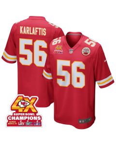 George Karlaftis 56 Kansas City Chiefs Super Bowl LVIII Champions 4X Game Men Jersey – Red
