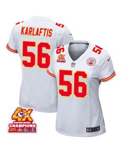 George Karlaftis 56 Kansas City Chiefs Super Bowl LVIII Champions 4X Game Women Jersey – White