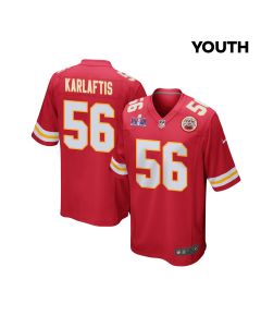 George Karlaftis 56 Kansas City Chiefs Super Bowl LVIII Patch Game YOUTH Jersey – Red