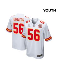 George Karlaftis 56 Kansas City Chiefs Super Bowl LVIII Patch Game YOUTH Jersey – White