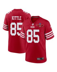 George Kittle 85 San Francisco 49ers NFC Champions Patch Game Men Jersey – Scarlet