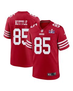 George Kittle 85 San Francisco 49ers Super Bowl LVIII Patch Game Men Jersey – Scarlet