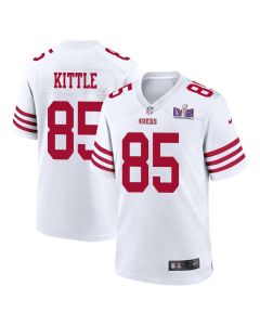 George Kittle 85 San Francisco 49ers Super Bowl LVIII Patch Game Men Jersey – White